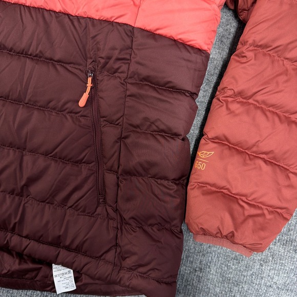 LL Bean Jacket Women 2X Red Orange Pink Colorblock Down Puffer 650 Ultralight - Picture 3 of 11